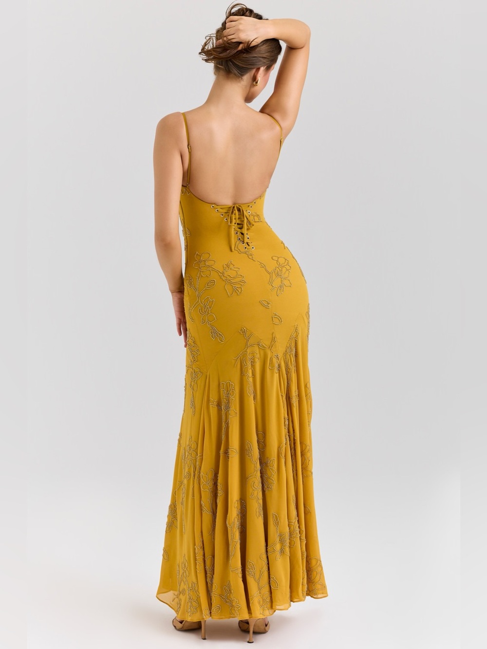 HOUSE OF CB 'Rosalia' Gold Embellished Hand Beaded Maxi Dress NWOT - Picture 7 of 10